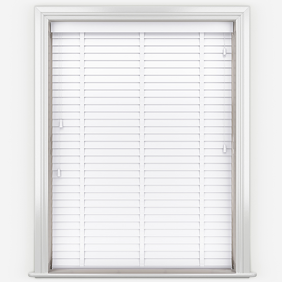 WoodLux Brilliant White with Tapes Wooden Venetian Blind