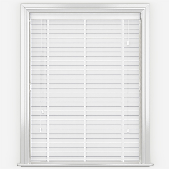WoodLux Fine Grain Brilliant White with Tapes Wooden Venetian Blind