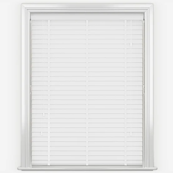 WoodLux Fine Grain Bright White with Tapes venetian