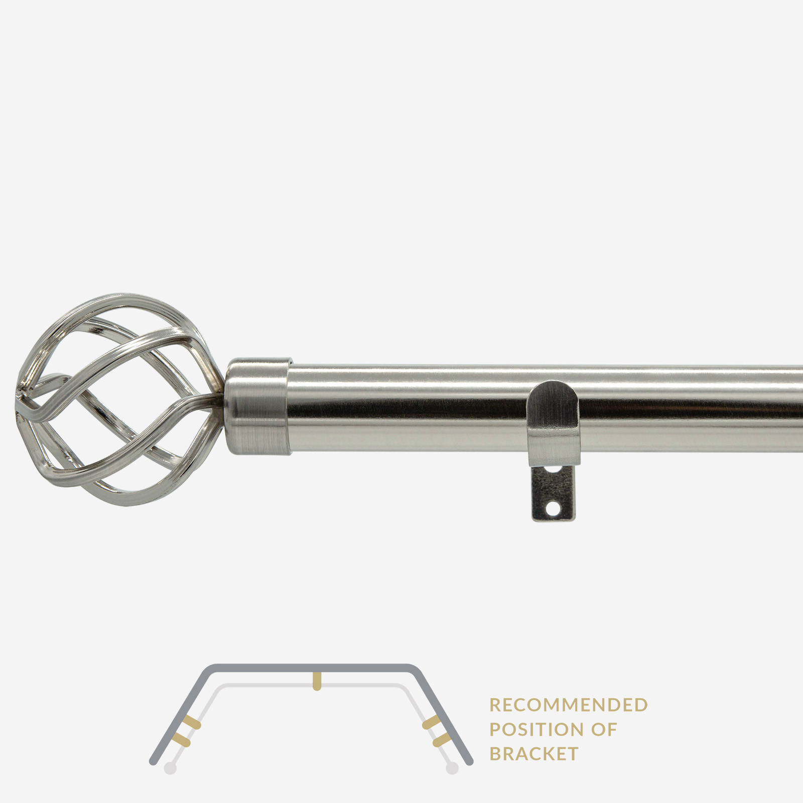28mm Allure Classic Stainless Steel Cage Eyelet Bay Window Curtain Pole ...
