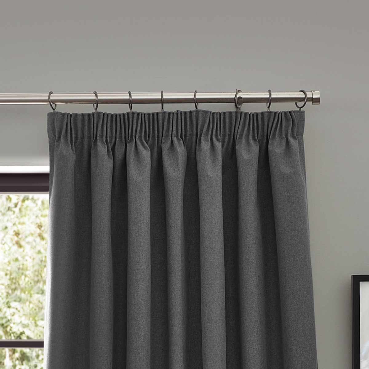 Furn Dawn Charcoal Pencil Pleat Ready Made Curtain | Blinds Direct