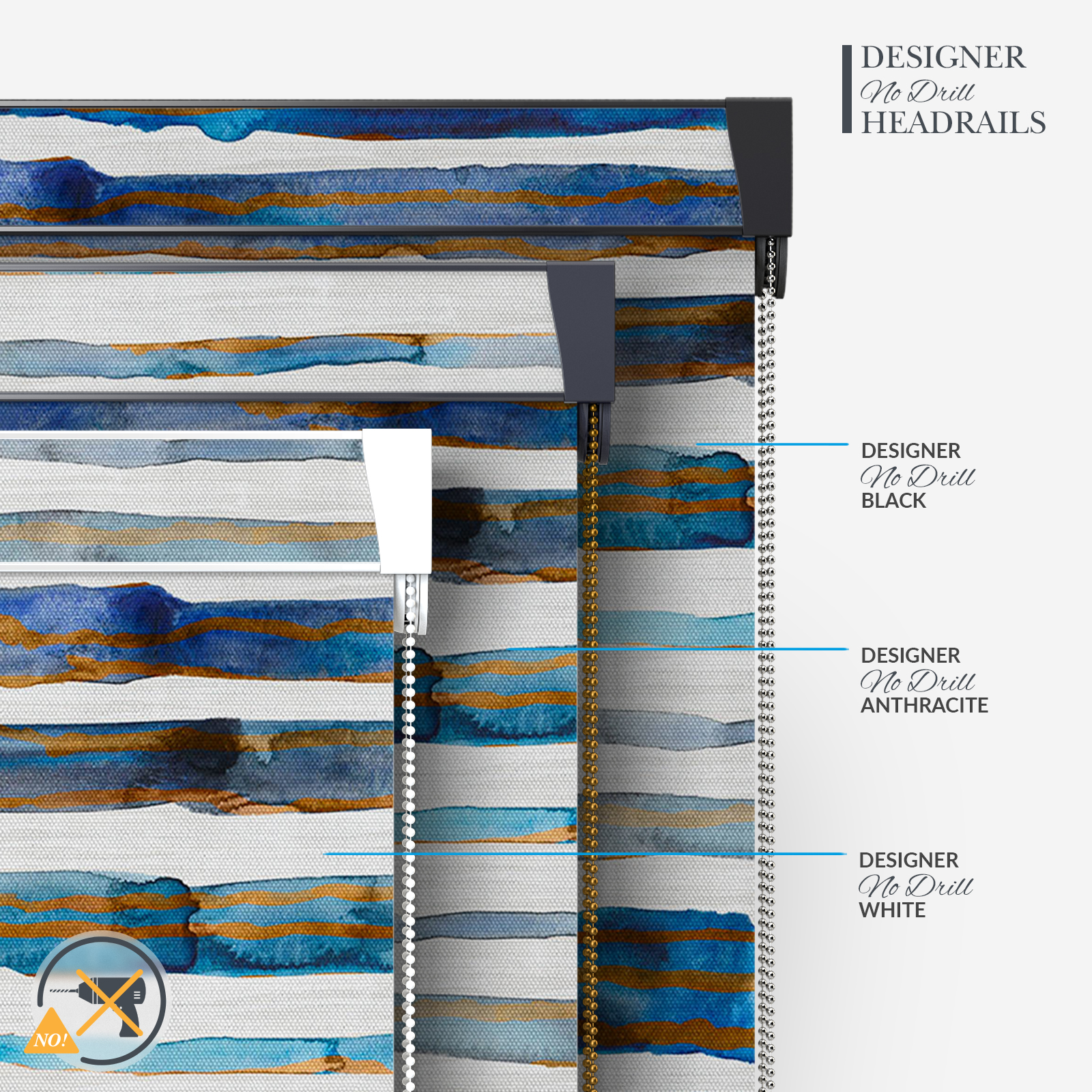 Sonova Studio Panorama Blue Rust Roller Blind | Blinds Direct