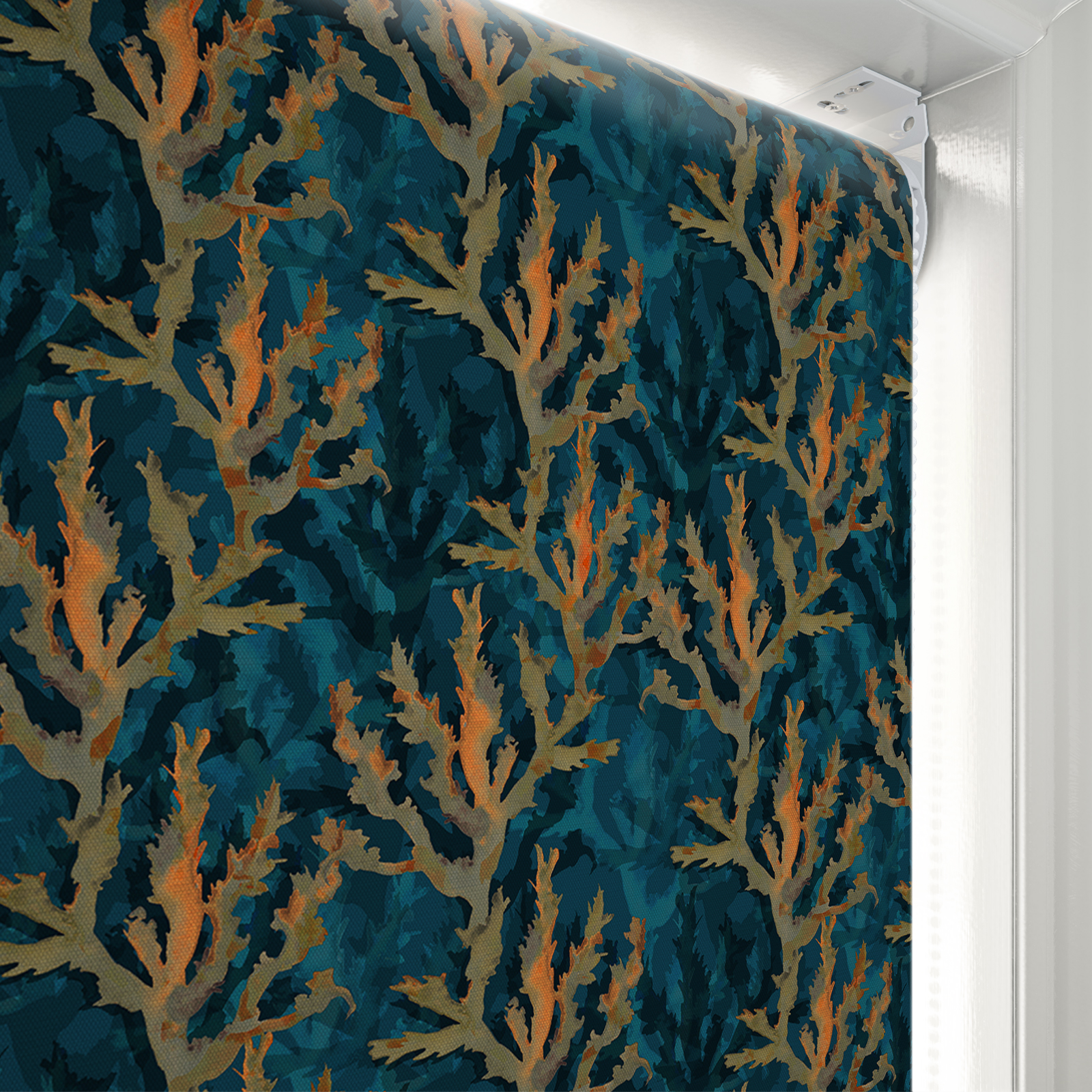 Sonova Studio Kelp Blue Rust Roller Blind | Blinds Direct