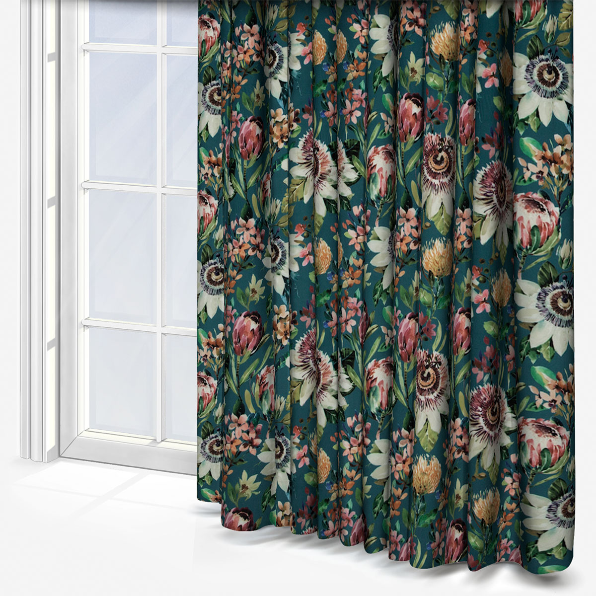 Paradise Velvet Teal Curtain | Blinds Direct