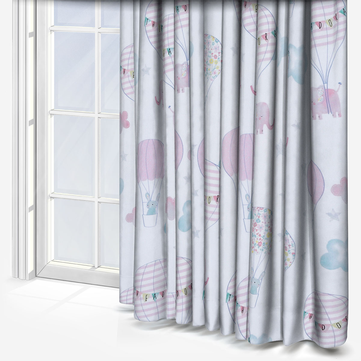 Personalised Baby Elephant Pink Curtain Blinds Direct