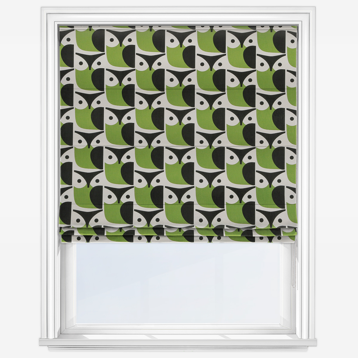Orla Kiely Owl Chalky Green Roman Blind Blinds Direct