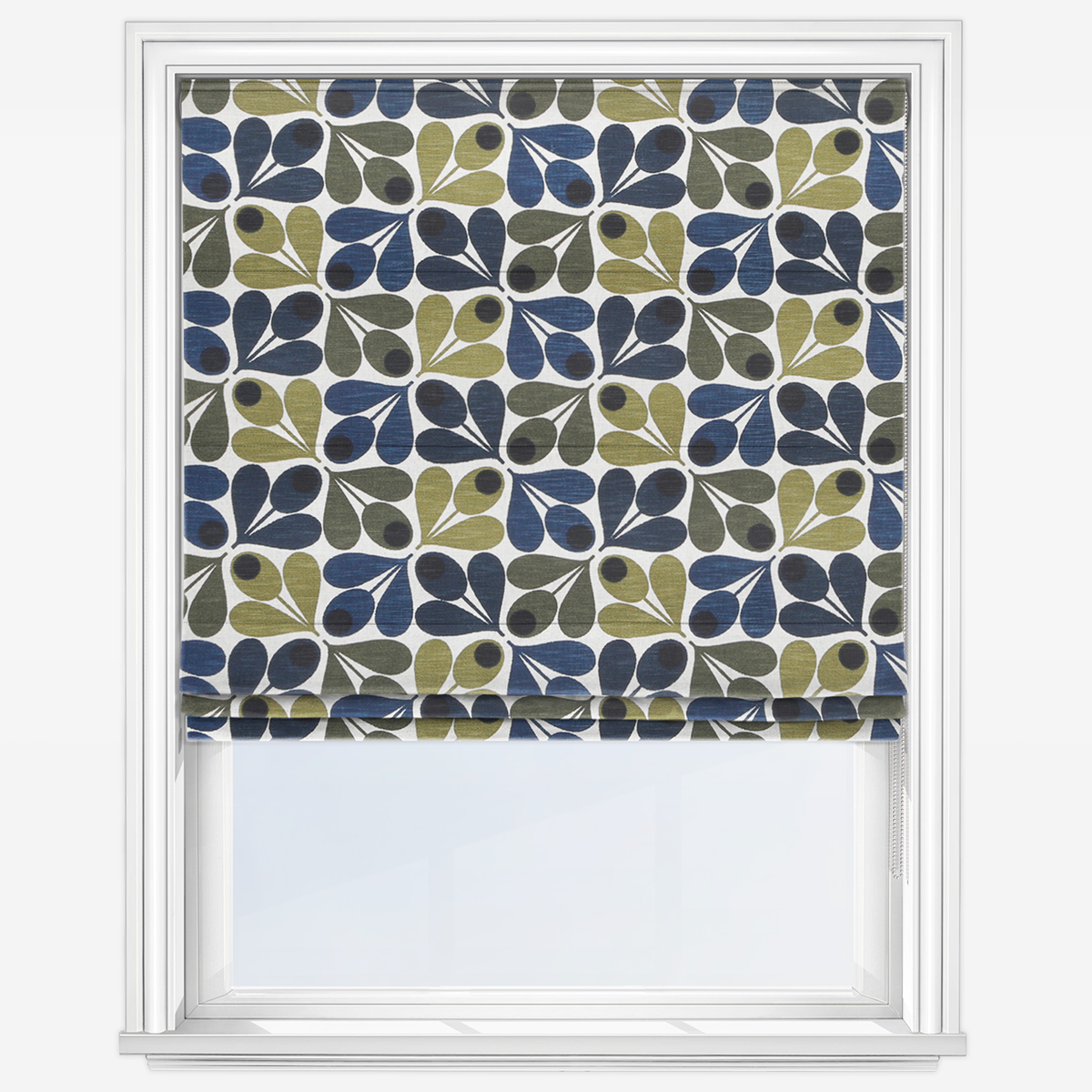 Orla Kiely Slub Cotton Acorn Cup Dark Marine Roman Blind Blinds Direct