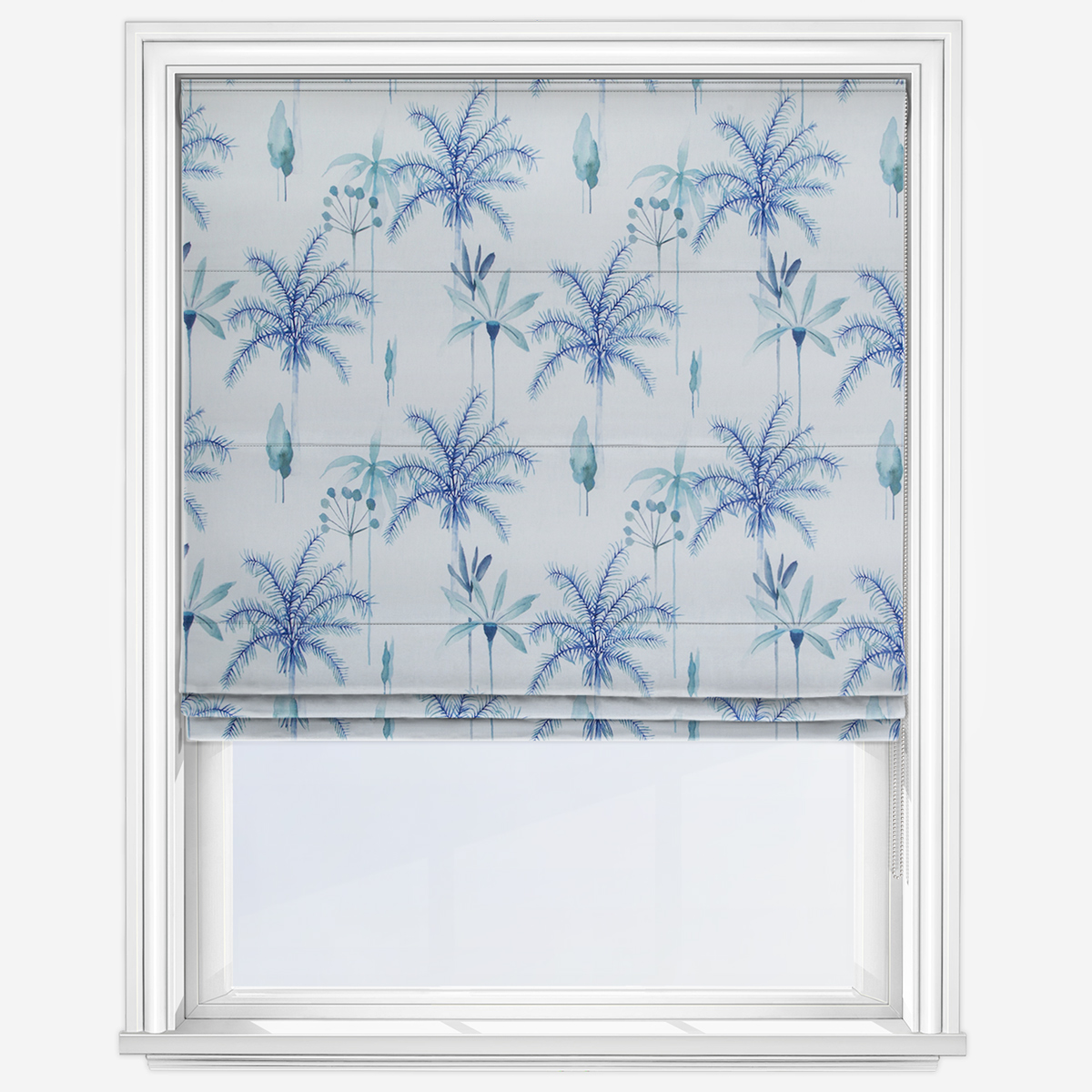 Rideau Sur-mesure Prestigious Textiles – St Ives Cobalt/Mer Spray Romain – Tous Cols