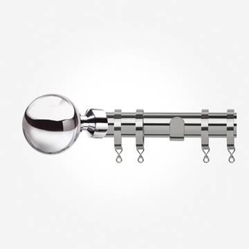28mm Poles Apart 3 Chrome Sphere Bay Window Curtain Pole | Poles Direct